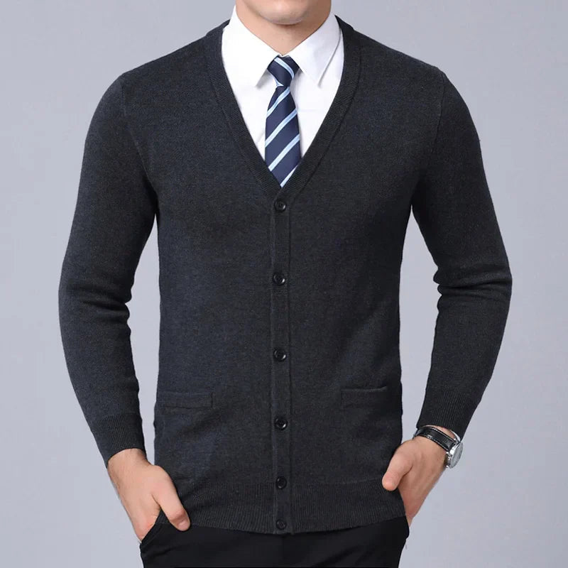Men's Slim Fit Wool Sweater HARTTMAN HT184 in Black