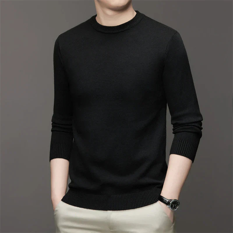 Men's Casual Round Neck Sweater HARTTMAN HT182 in Black