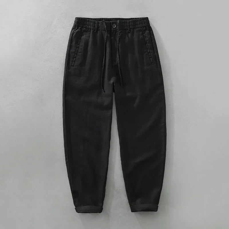 Men's Linen Trousers HARTTMAN HT378 in Black
