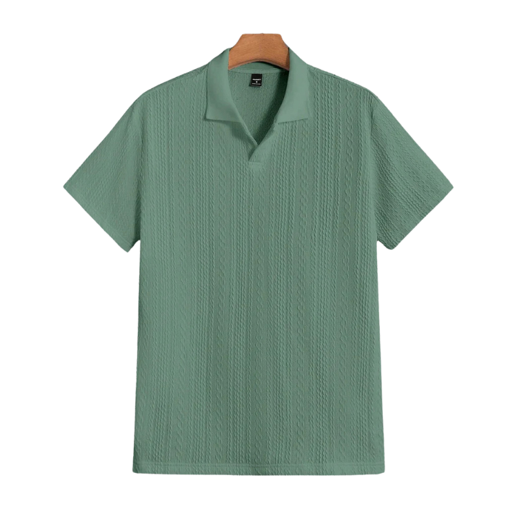 Textured Knit Polo Shirt HARTTMAN HT322 in Green