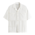 Men's Contrast Linen Shirt HARTTMAN HT361 in White