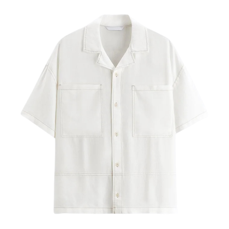 Men's Contrast Linen Shirt HARTTMAN HT361 in White