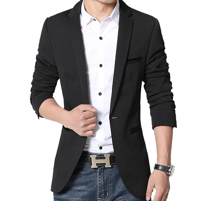 Men's Slim Fit Cotton Blazer HARTTMAN HT001 in Black