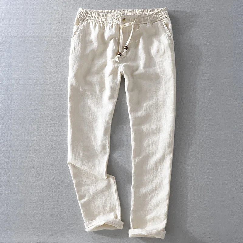 Men's Linen Trousers HARTTMAN HT379 in Khaki