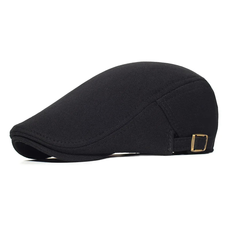 Men's Italian Cotton Flat Cap HARTTMAN HT035 in Black