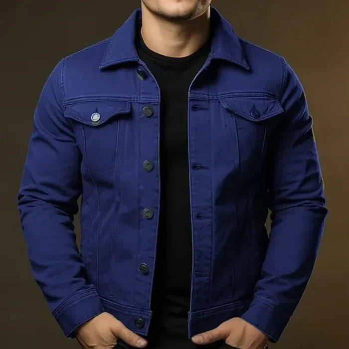 Men's Slim Denim Jacket HARTTMAN HT073 in Navy Blue