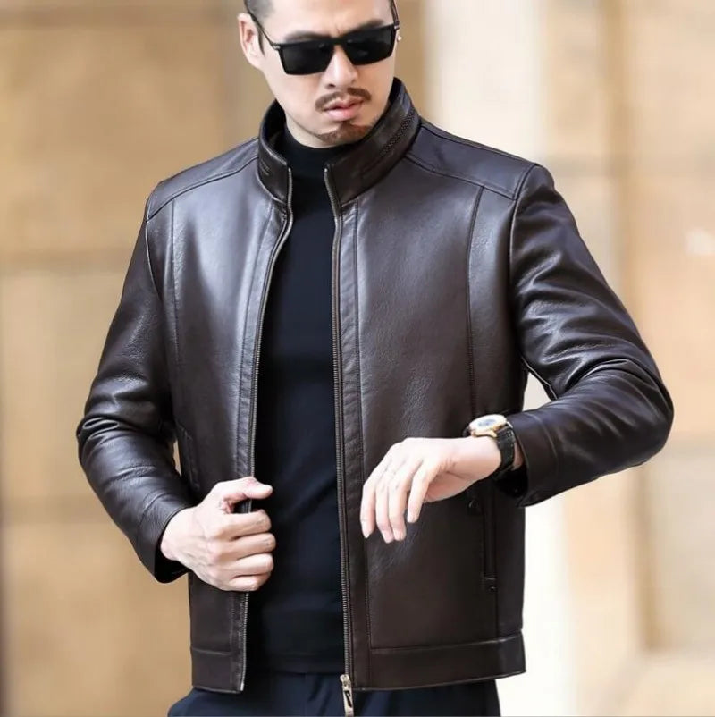 Men's Leather Jacket HARTTMAN HT114 in Brown