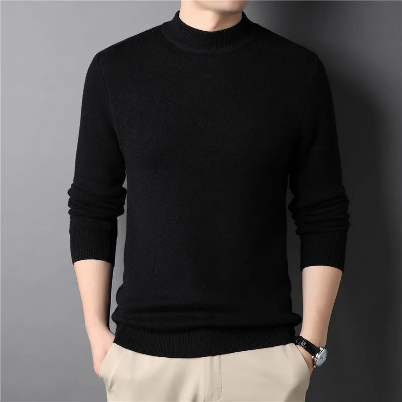 Men's High Neck Wool Sweater HARTTMAN HT180 in Black