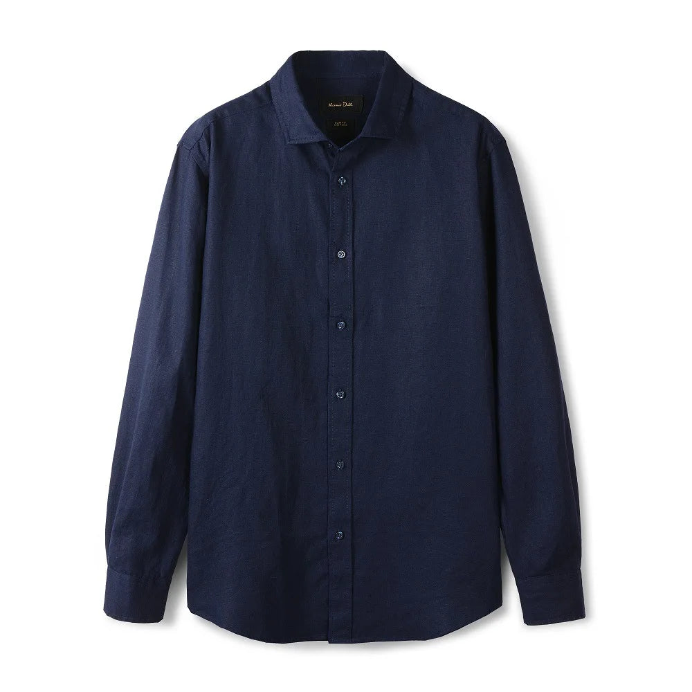 Men's Plain Linen Shirt HARTTMAN HT347 in Navy Blue