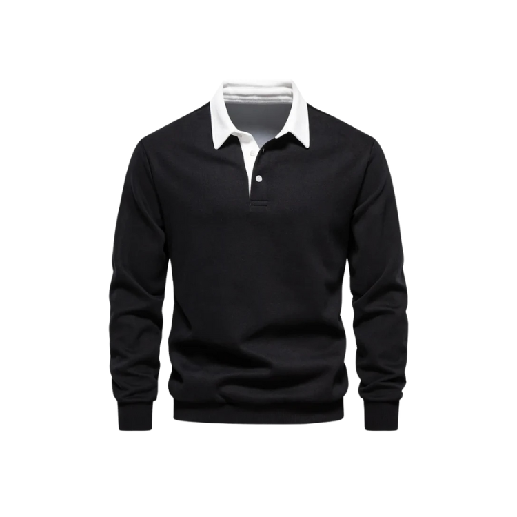 Men's Polo Collar Sweater HARTTMAN HT021 in Black