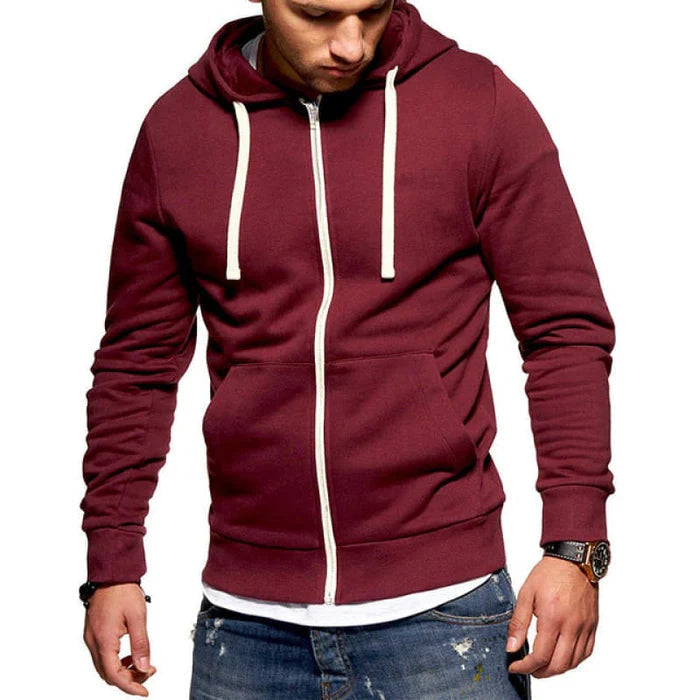 Men's Sweatshirt Jacket with Hood and Zip HARTTMAN HT092 in Wine