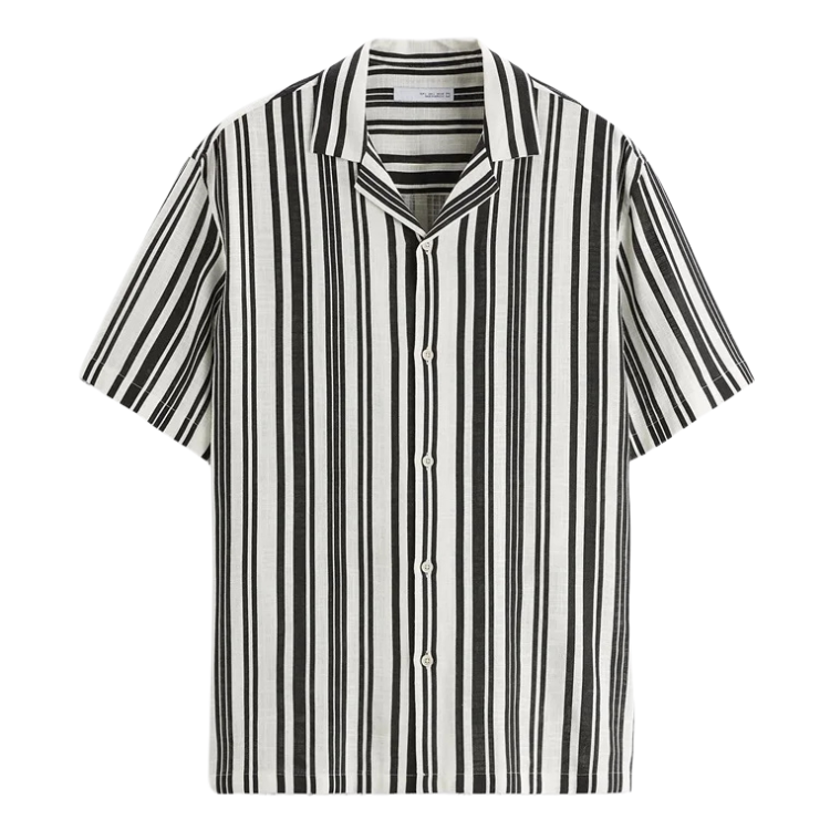 Men's Striped Linen Shirt HARTTMAN HT359 in Black
