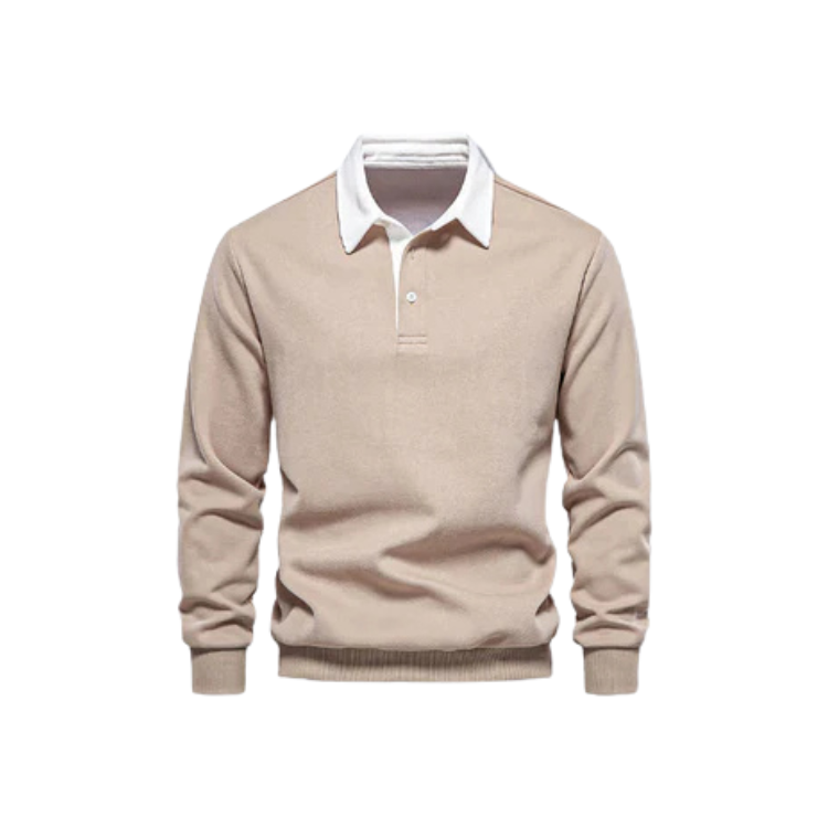 Men's Polo Collar Sweater HARTTMAN HT021 in Khaki