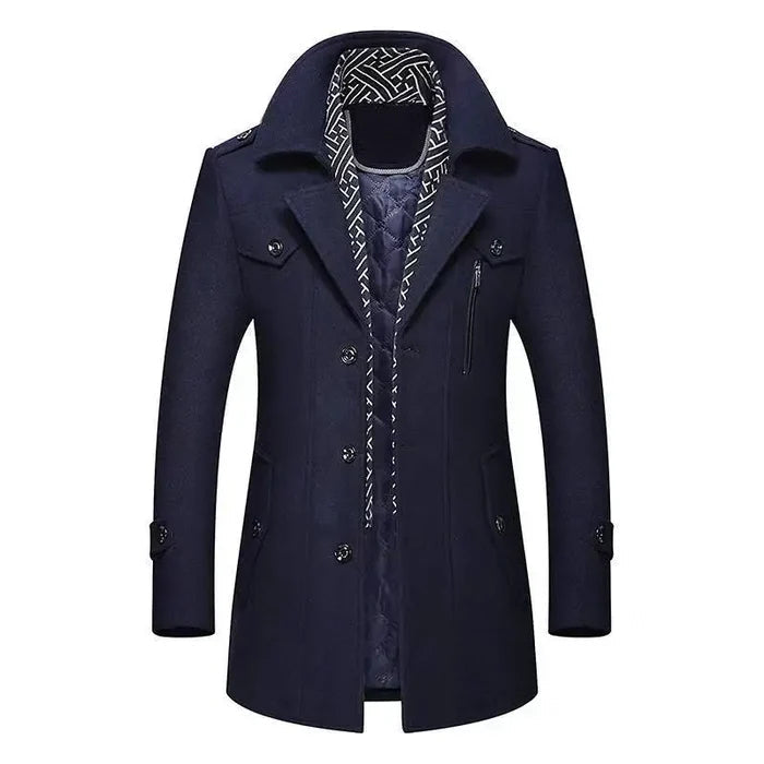 Men's Satin Overcoat HARTTMAN HT219 in Navy Blue