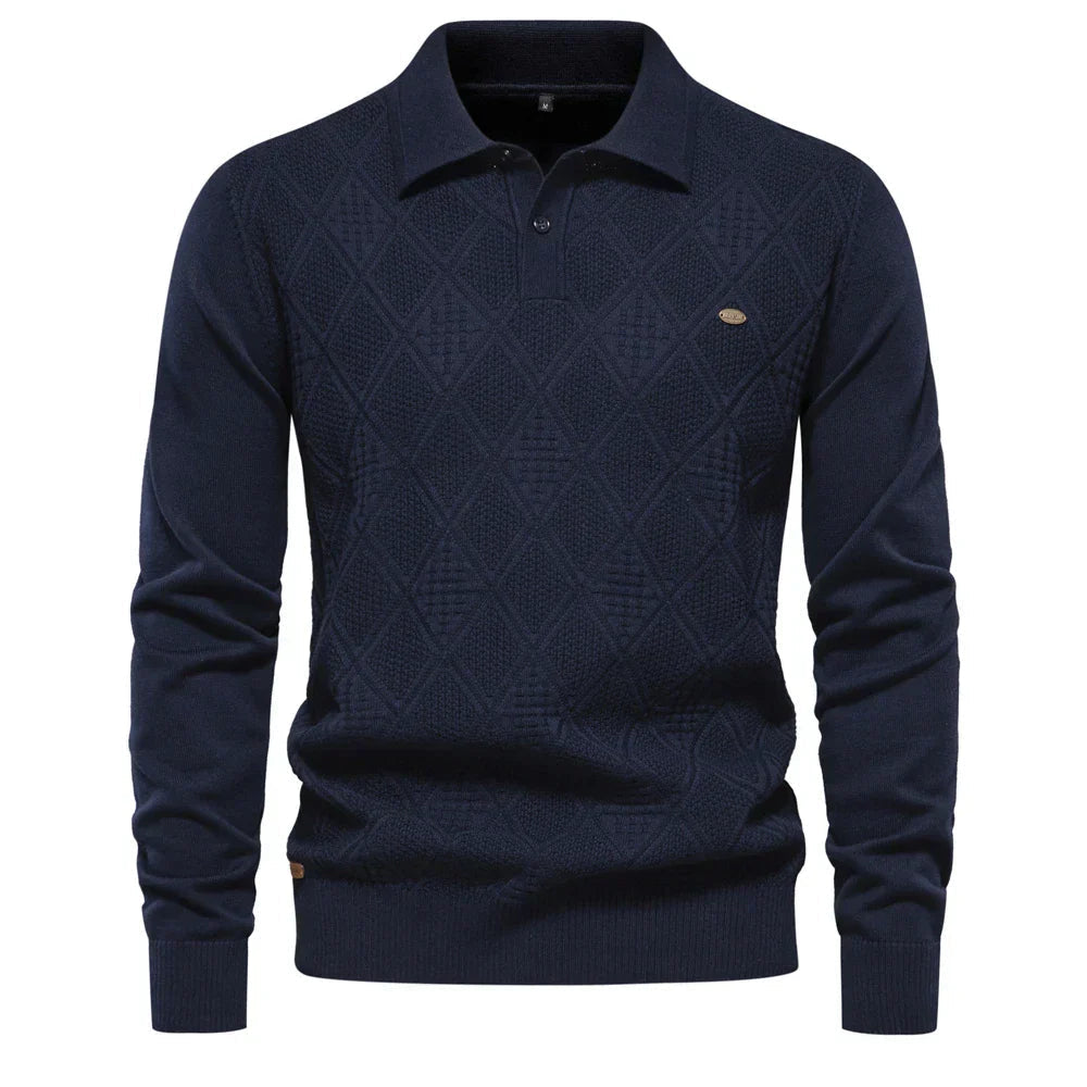Men's Slim Fit Wool Sweater HARTTMAN HT178 in Navy Blue