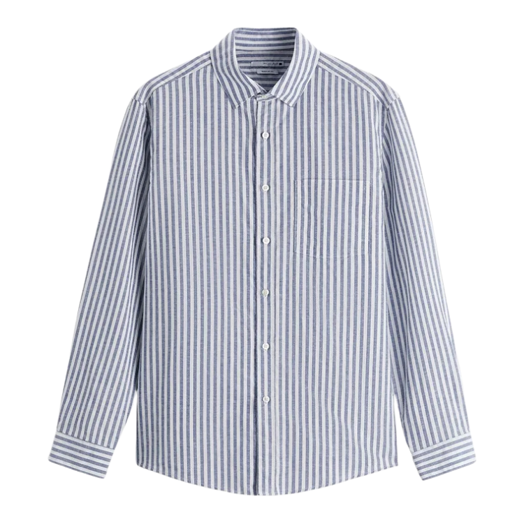 Men's Striped Linen Shirt HARTTMAN HT358 in Sky Blue