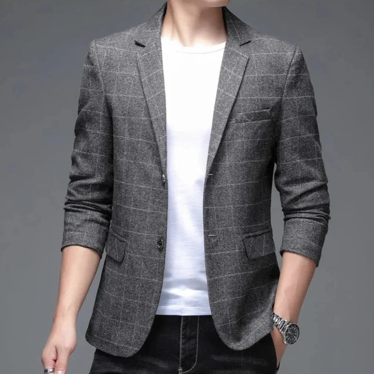 Men's Striped Blazer HARTTMAN HT009 in Grey