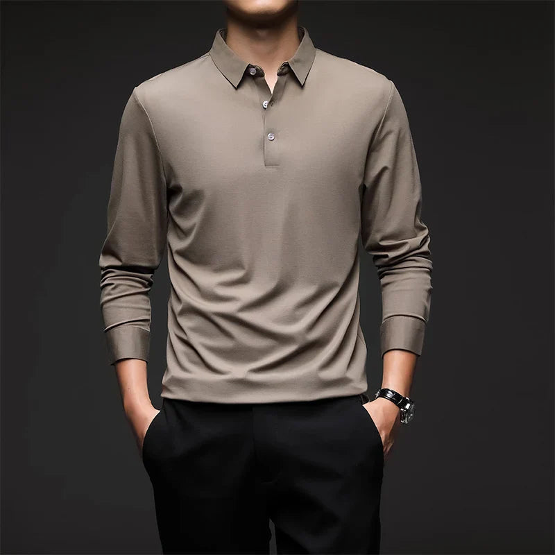 Men's Long Sleeve Polo Shirt HARTTMAN HT051 in Beige