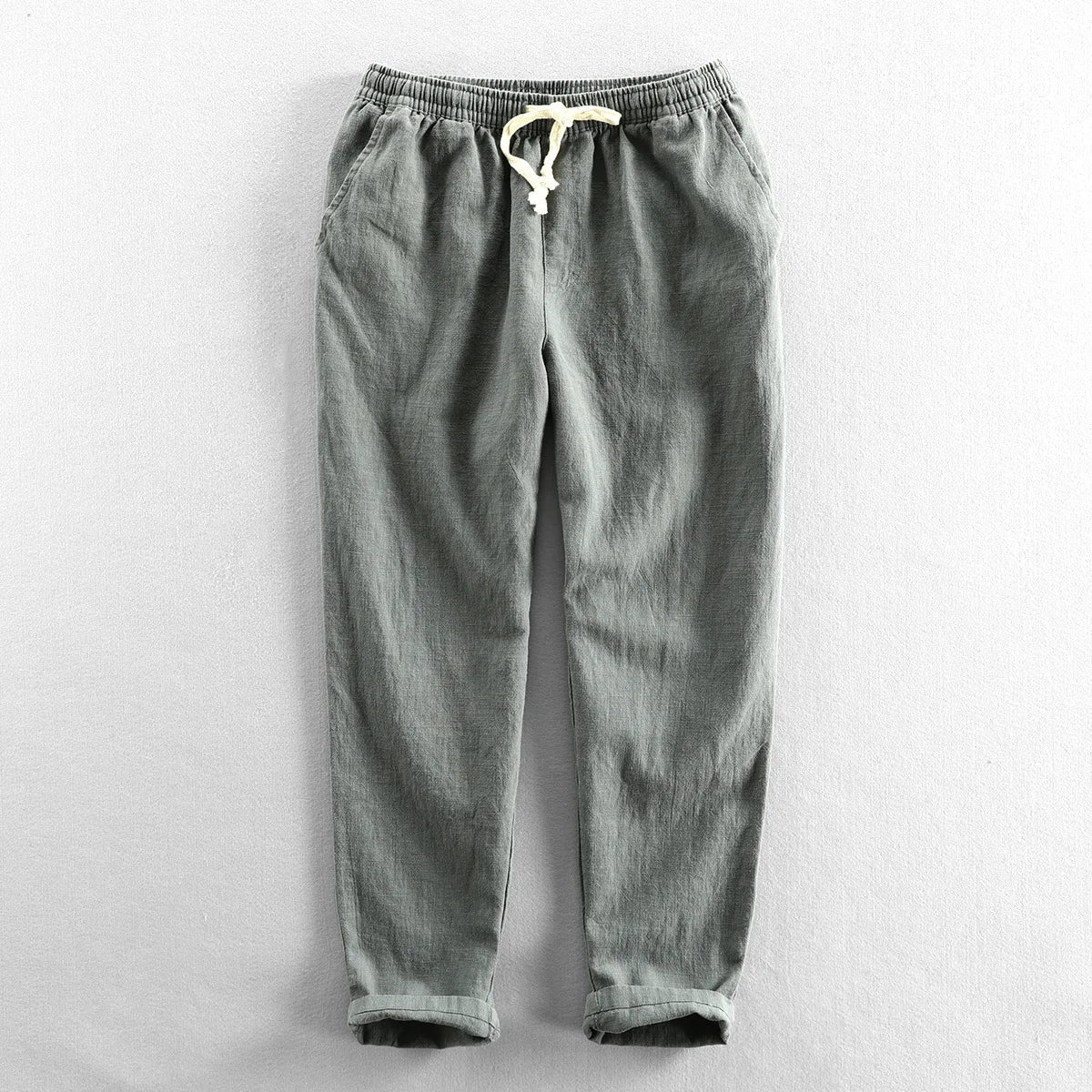 Men's Linen Trousers HARTTMAN HT007 in Green