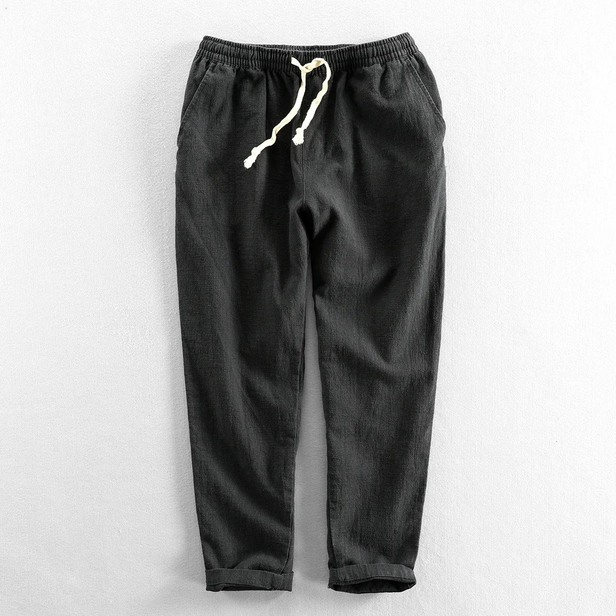 Men's Linen Trousers HARTTMAN HT007 in Black