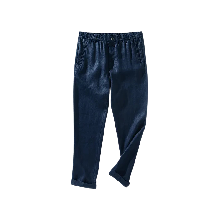 Men's Linen Trousers HARTTMAN HT010 in Navy Blue