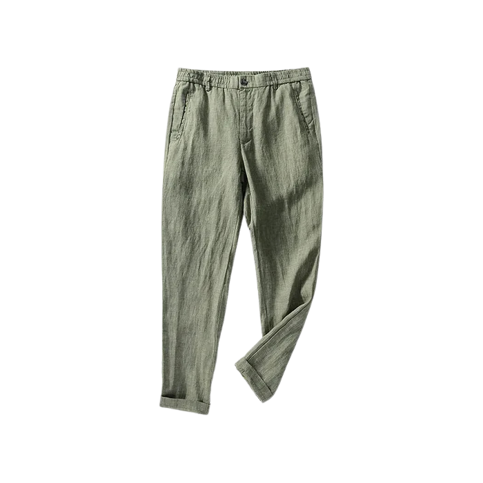 Men's Linen Trousers HARTTMAN HT010 in Green