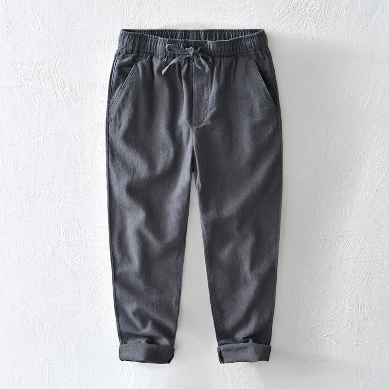 Men's Linen Trousers HARTTMAN HT377 in Grey