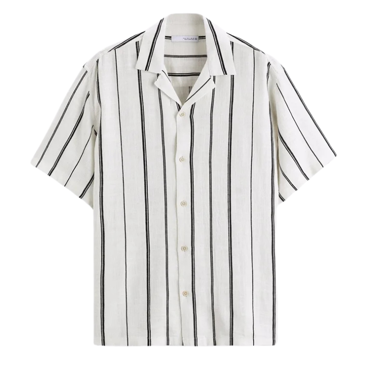 Men's Striped Linen Shirt HARTTMAN HT359 in Grey