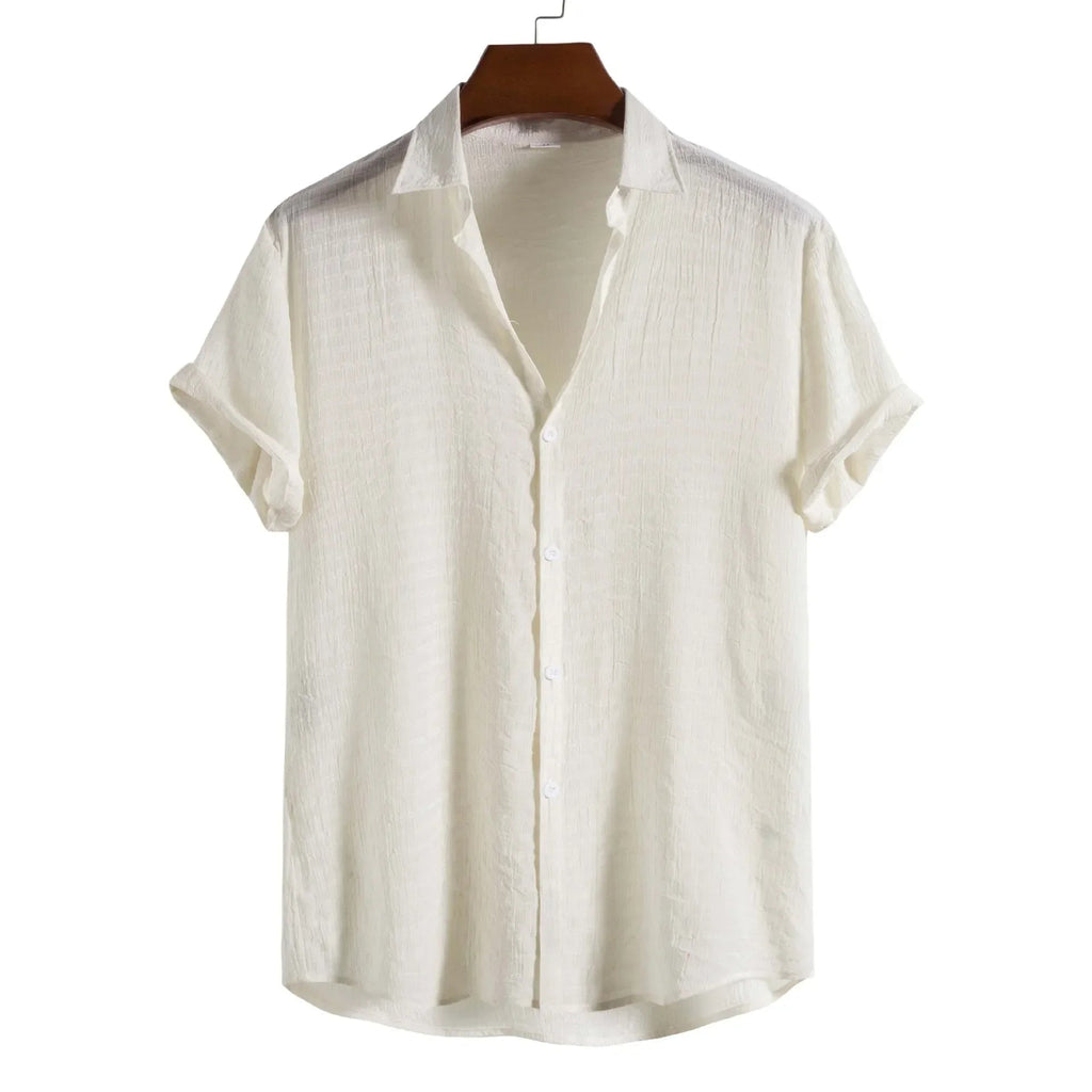 Short Sleeve Linen Shirt HARTTMAN HT324 in White