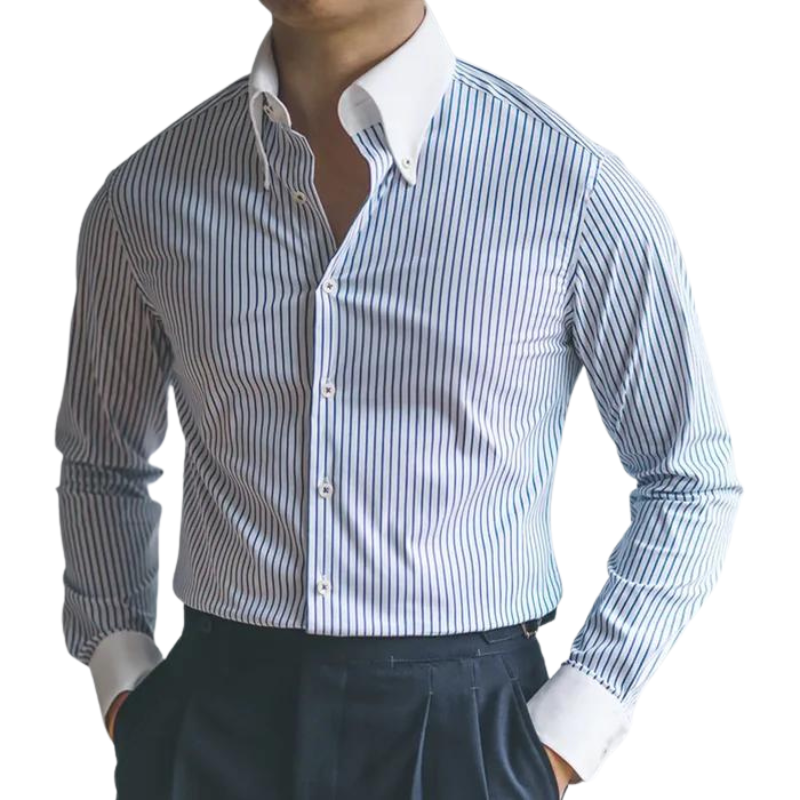 Men's Striped Formal Shirt HARTTMAN HT053 in Blue