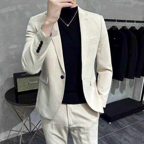 Men's Cotton Blazer HARTTMAN HT005 in Cream