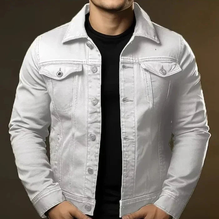 Men's Slim Denim Jacket HARTTMAN HT073 in White