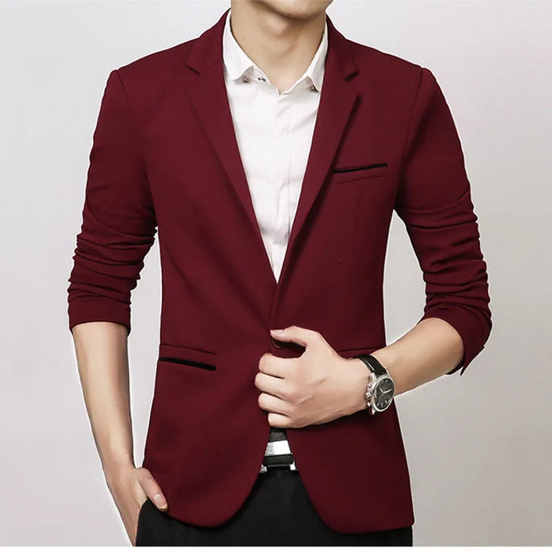 Men's Slim Fit Cotton Blazer HARTTMAN HT001 in Red