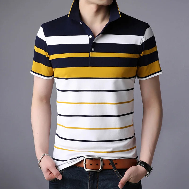 Men's Striped Polo Shirt HARTTMAN HT108 in Yellow