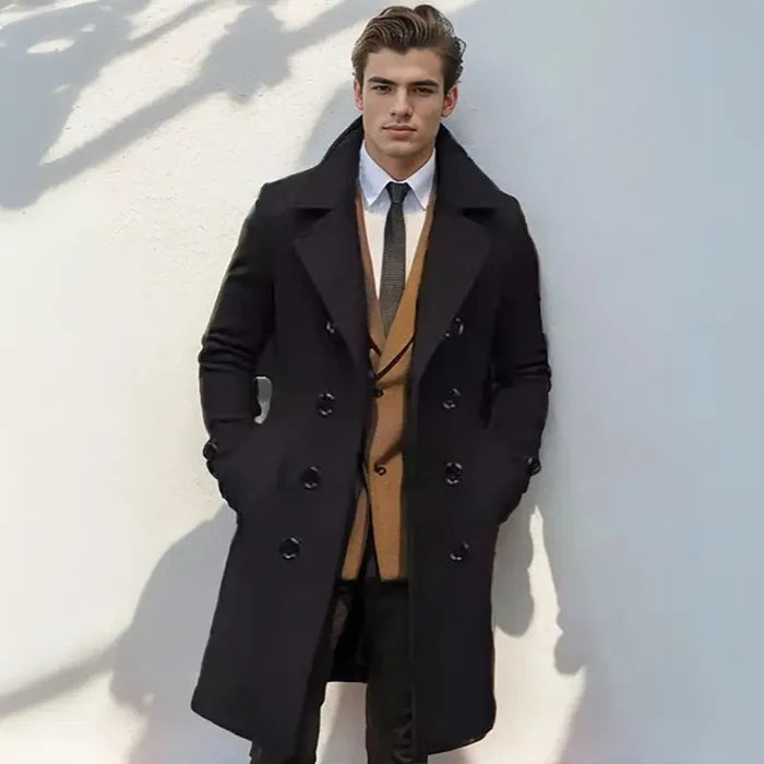Men's Long Wool Overcoat HARTTMAN HT232 in Black