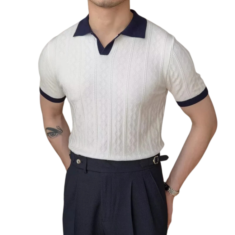 Men's Knitted Polo Shirt HARTTMAN HT025 in White
