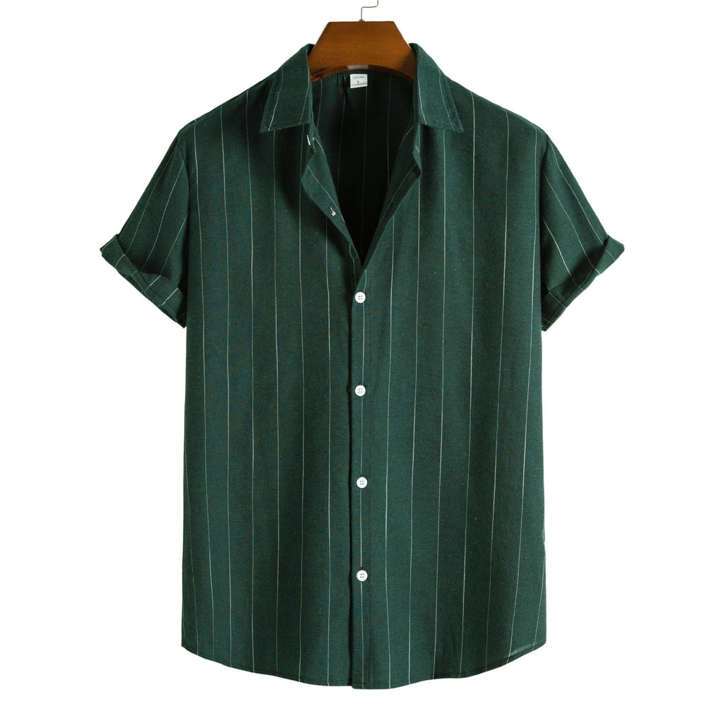 Men's Striped Cotton Shirt HARTTMAN HT401 in Green