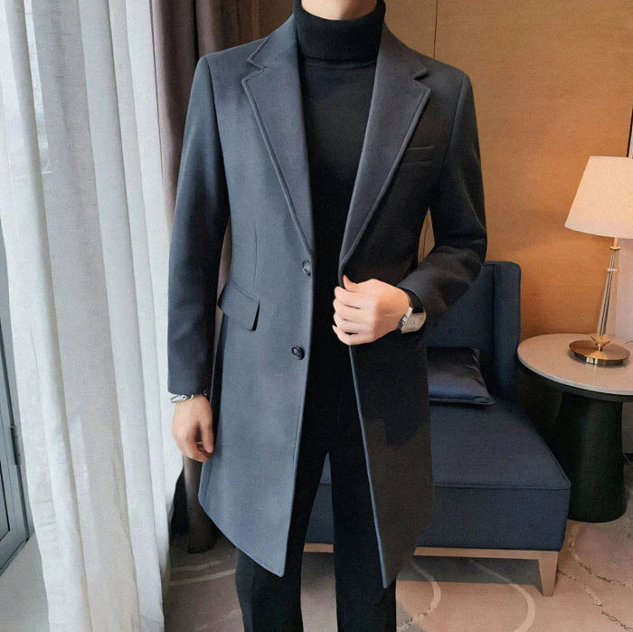 Men's Wool Overcoat HARTTMAN HT210 in Navy Blue