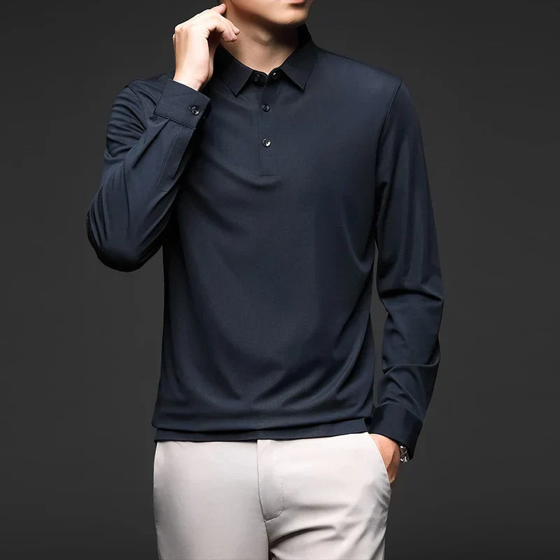 Men's Long Sleeve Polo Shirt HARTTMAN HT051 in Dark Blue