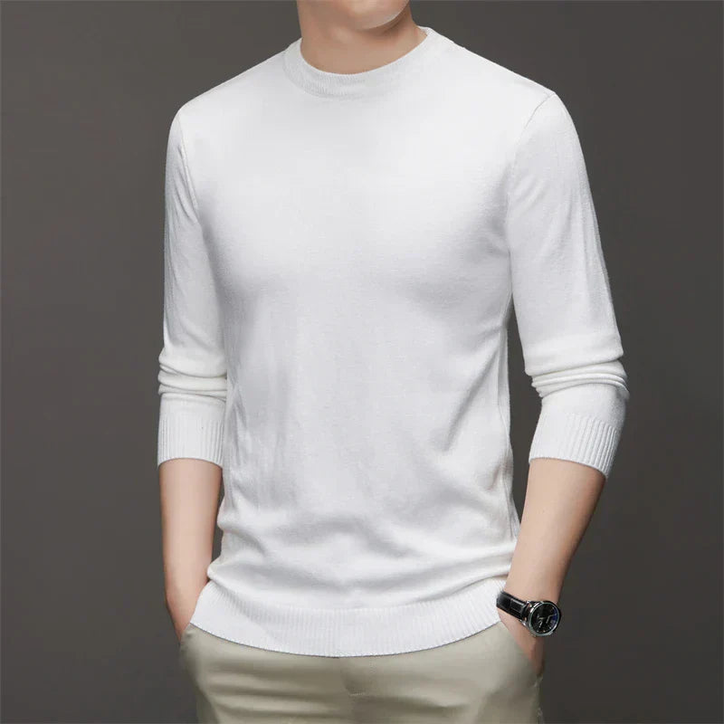 Men's Casual Round Neck Sweater HARTTMAN HT182 in White