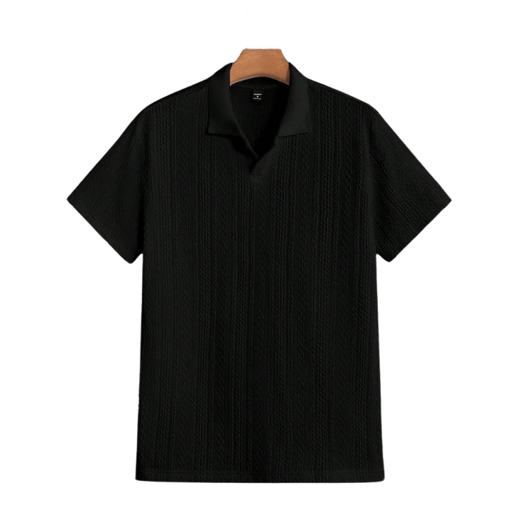Textured Knit Polo Shirt HARTTMAN HT322 in Black