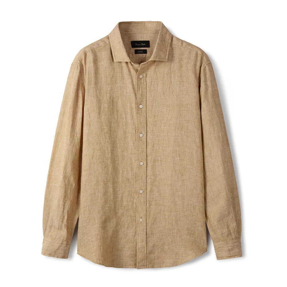 Men's Plain Linen Shirt HARTTMAN HT347 in Khaki
