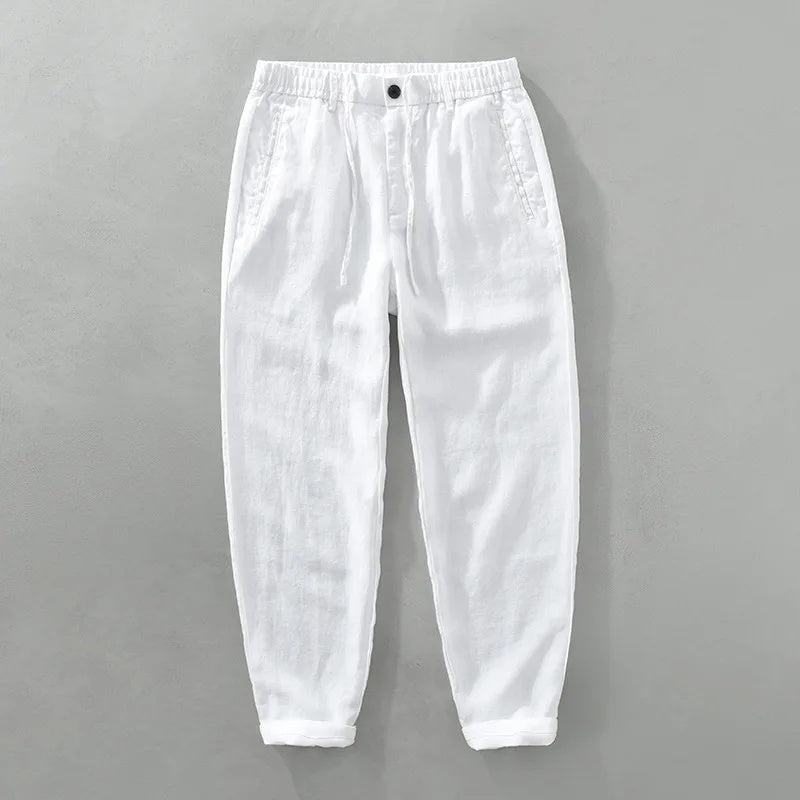 Men's Linen Trousers HARTTMAN HT378 in White
