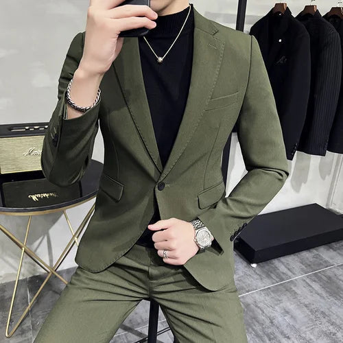 Men's Cotton Blazer HARTTMAN HT005 in Dark Green