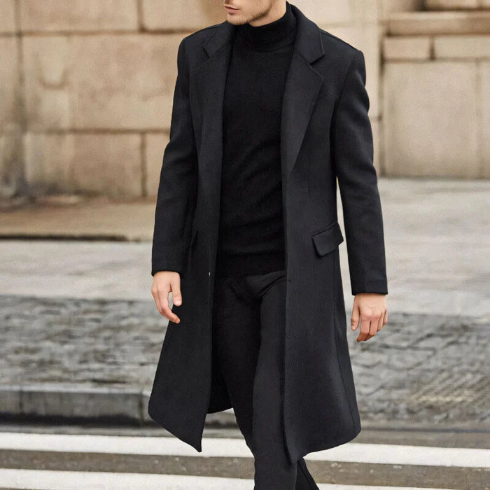 Men's Wool Overcoat HARTTMAN HT213 in Black