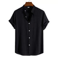 Men's Plain Grandad Collar Shirt HARTTMAN HT321 in Black