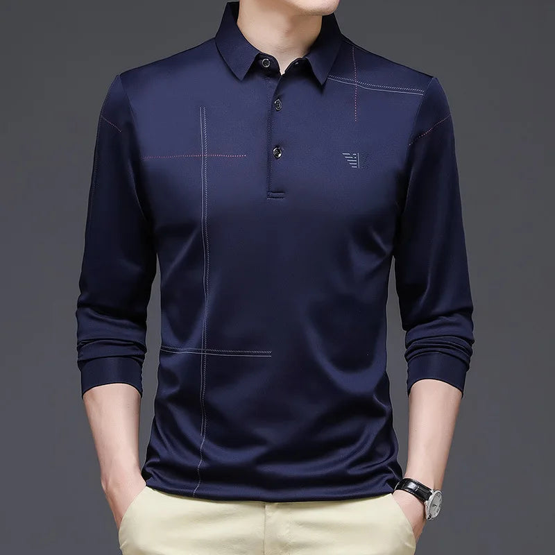 Men's Long Sleeve Polo Shirt HARTTMAN HT052 in Navy Blue