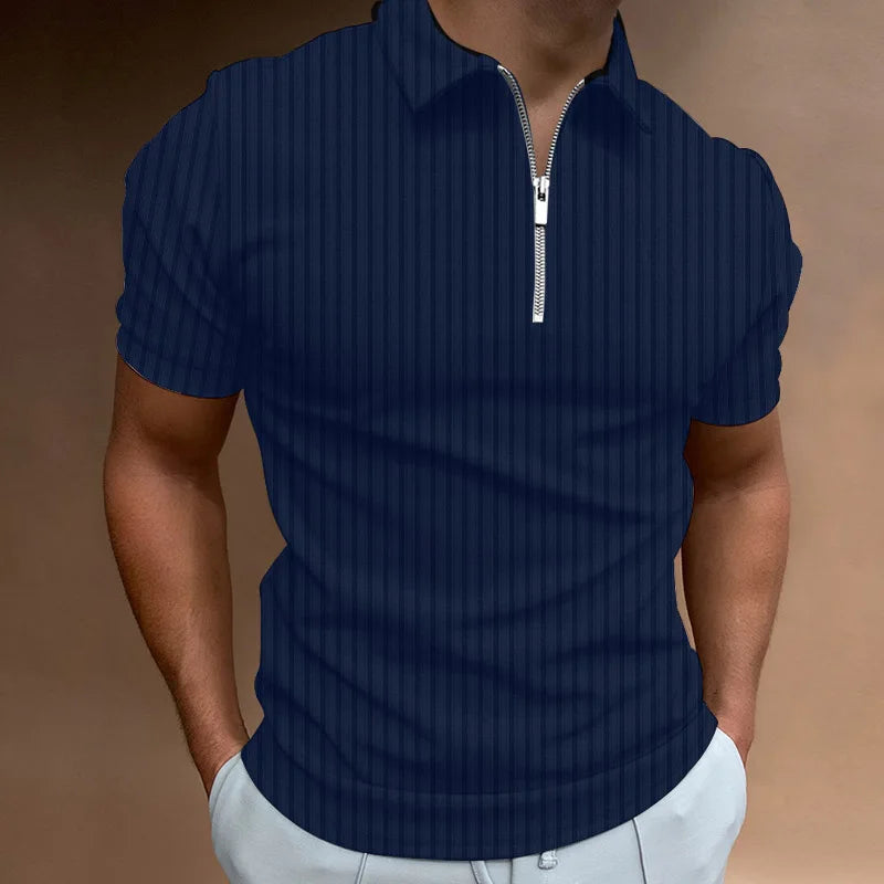 Men's Cotton Polo Shirt with Zip HARTTMAN HT101 in Navy Blue