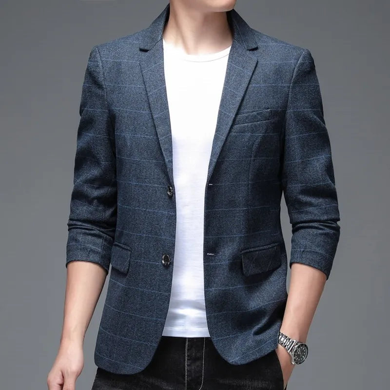 Men's Striped Blazer HARTTMAN HT009 in Navy Blue