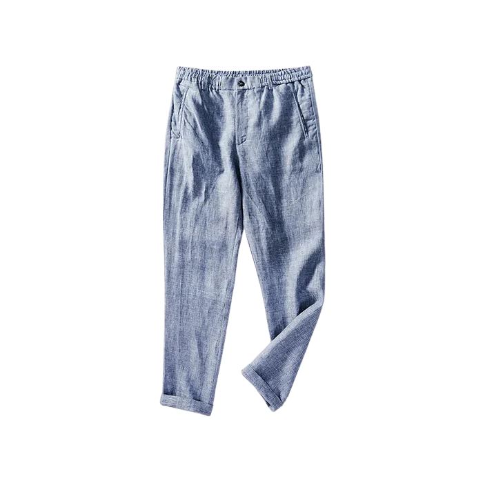 Men's Linen Trousers HARTTMAN HT010 in Blue